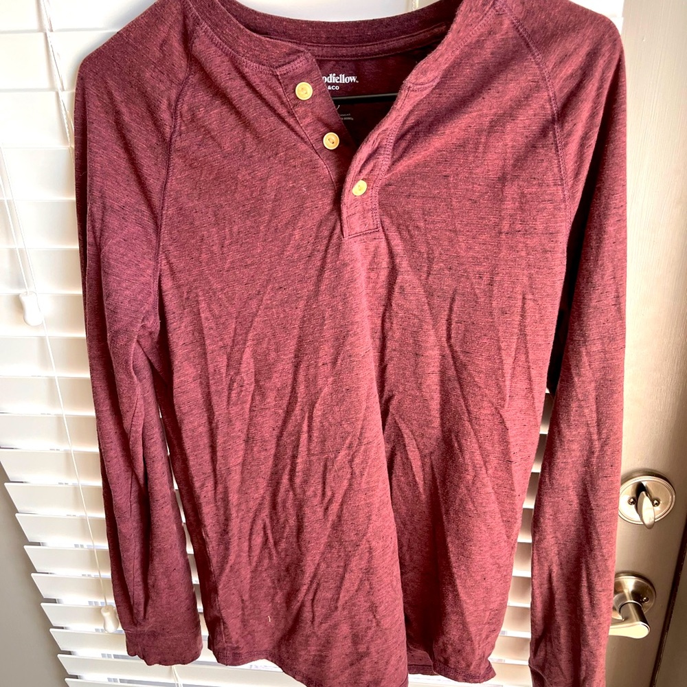 Goodfellow & Co. Red quarter button long sleeve shirt